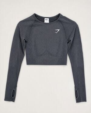 Gymshark Vital Seamless Long Sleeve Crop Gray Size Small Athletic Workout Top